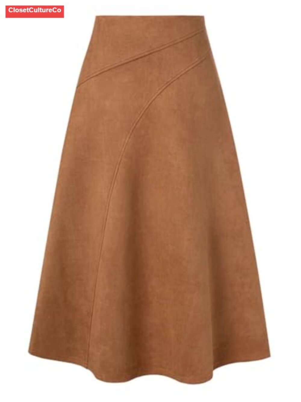 Faux Suede High Waist A-Line Midi Skirt for Fall Winter Work